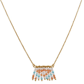 17" + 2" 18K Gold Plated Copper Necklace with Geometric Pattern Drop