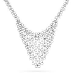 Silver Tone Chain Link Bib Fashion Necklace