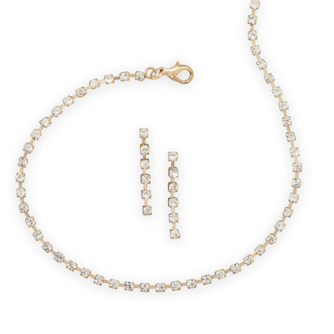Gold Tone Crystal Fashion Choker and Earring Set