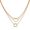 Triple Strand Gold Tone Geometric Fashion Necklace