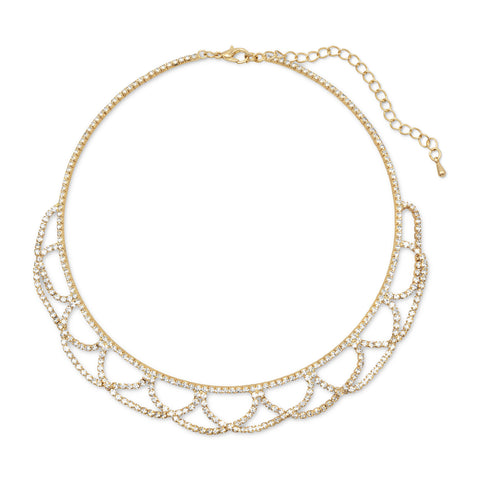 Simply Elegant Gold Tone Crystal Lace Fashion Necklace