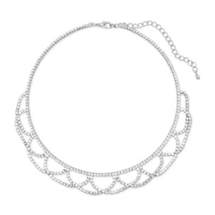 Simply Elegant Silver Tone Crystal Lace Fashion Necklace