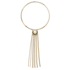 Gold Tone Fashion Collar with Chain Tassel and Howlite
