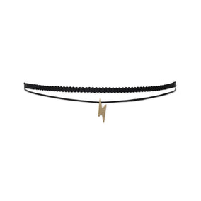 Double Strand Fashion Choker with Lightning Bolt Slide