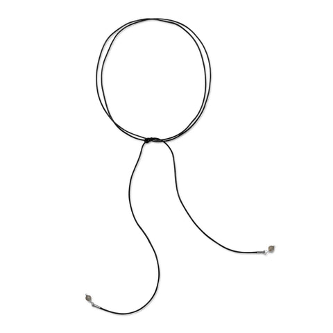 Black Leather Fashion Choker with Labradorite Bead Ends