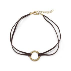 Suede Fashion Choker with Brass Ring