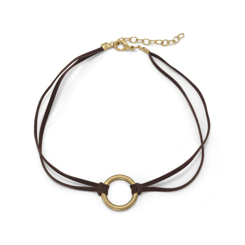 Suede Fashion Choker with Brass Ring