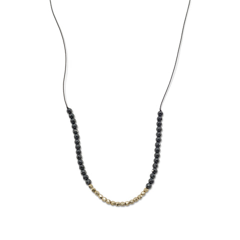 Set of 3 Faceted Hematite and Gold Tone Czech Glass Bead Fashion Necklaces