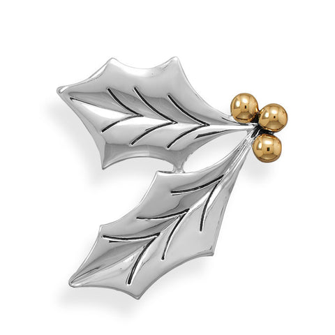 Two Tone Holly Leaves Fashion Pin/Pendant