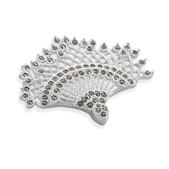 Silver Plated Marcasite Fan Fashion Pin