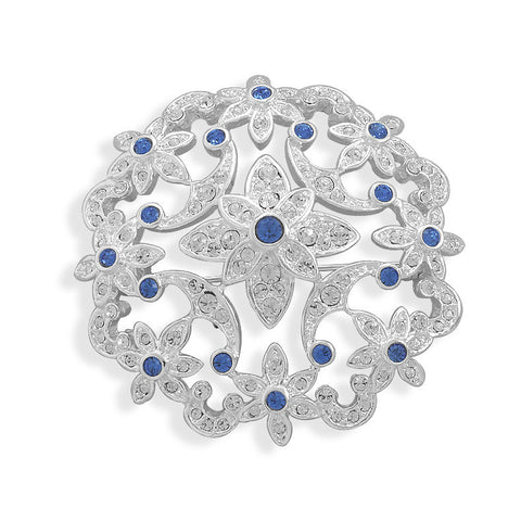 Silver Plated Multicolor Crystal Fashion Pin