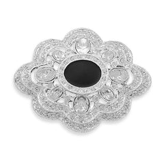 Silver Plated Crystal Fashion Pin with Epoxy