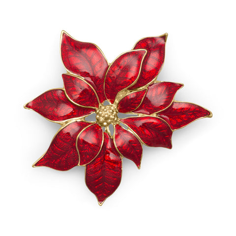 14 Karat Gold Plated Poinsettia Fashion Pin