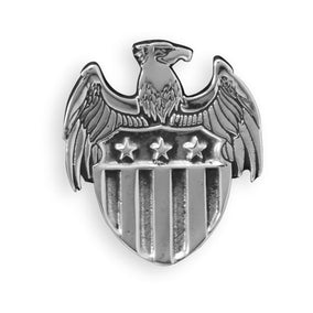 Eagle with Shield White Brass Jacket Pin