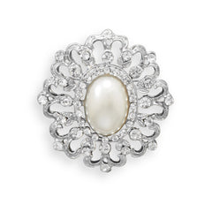 Vintage Imitation Pearl and Crystal Fashion Pin