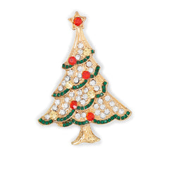 Gold Tone Crystal Christmas Tree Fashion Pin