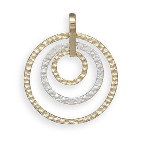 Two Tone Fashion Pendant with Hammered and Crystal Circles