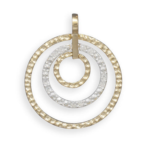 Two Tone Fashion Pendant with Hammered and Crystal Circles