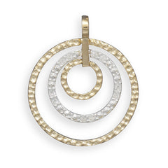 Two Tone Fashion Pendant with Hammered and Crystal Circles