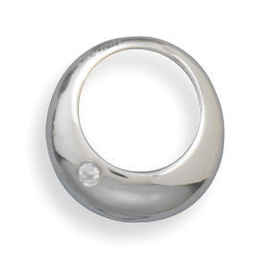 Stainless Steel Open Graduated Circle Pendant with CZ