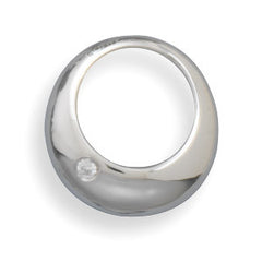 Stainless Steel Open Graduated Circle Pendant with CZ