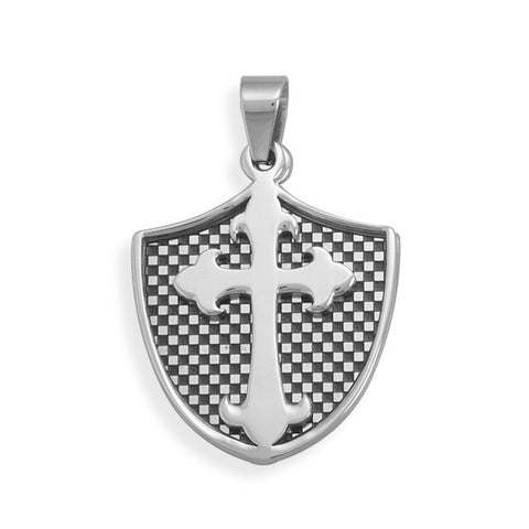 2 Piece Shield and Cross Pendant