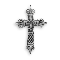 White Brass Fleur de Lis Cross Pendant