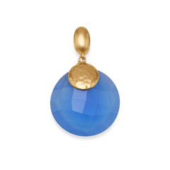 14 Karat Gold Plated Brass Pendant with Blue Chalcedony