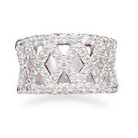 X Pattern CZ Fashion Ring