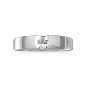 Silver Plated Brass Cut Out Cross Fashion Ring