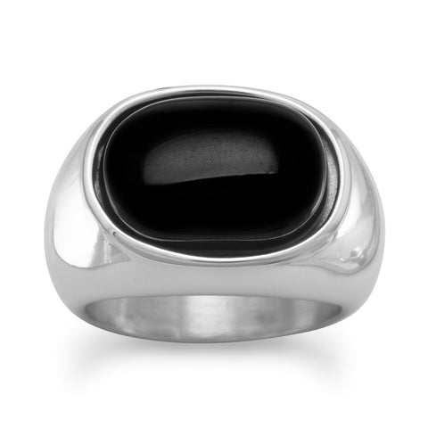 Stainless Steel and Black Onyx Ring