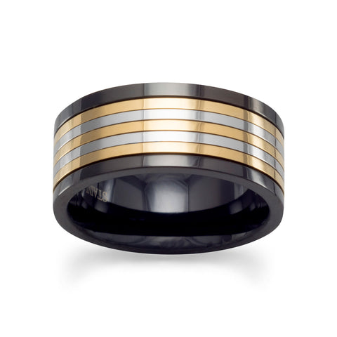 Tri Tone Stainless Steel Spin Ring