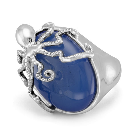 Blue Agate Octopus Fashion Ring