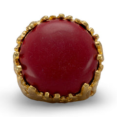 Gold Plated Brass Red Coral Ring