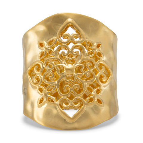 Ornate Gold Tone Brass Ring