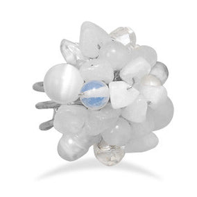 White Multistone Adjustable Fashion Ring