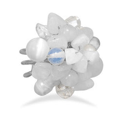 White Multistone Adjustable Fashion Ring