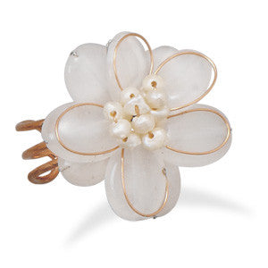 Bronze and White Quartz Adjustable Fashion Ring