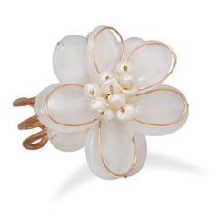 Bronze and White Quartz Adjustable Fashion Ring