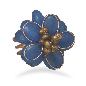 Bronze and Blue Quartz Adjustable Fashion Ring