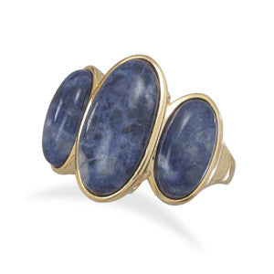 Gold Plated Brass Sodalite Ring