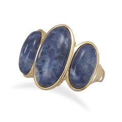 Gold Plated Brass Sodalite Ring
