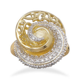 Two Tone Plated Brass Swirl Ring