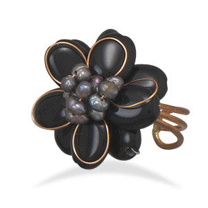 Bronze and Black Onyx Adjustable Fashion Ring