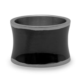 Stainless Steel Black Resin Band