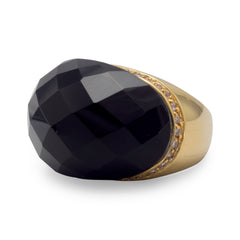 14 Karat Gold Plated Brass Ring with Black Onyx