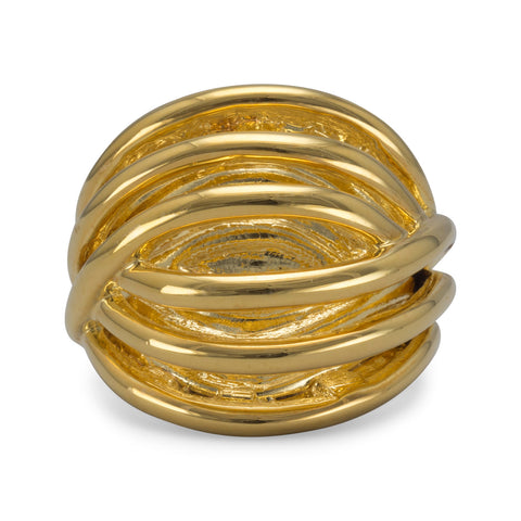 14 Karat Gold Plated Brass Domed Open Design Ring