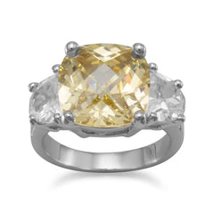 Rhodium Plated Brass Yellow CZ Ring