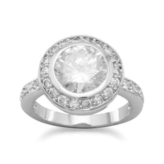 Rhodium Plated Brass CZ Halo Ring