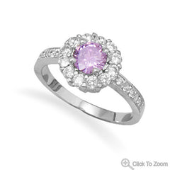 Lovely Lilac Rhodium Plated Brass CZ Ring